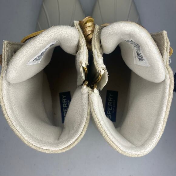 Sperry Womens Top Sider Saltwater Sparkle Duck Boots Waterproof White Cream 8 - Picture 13 of 15
